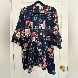 Rose Patterned Drop Shouldered Jacket